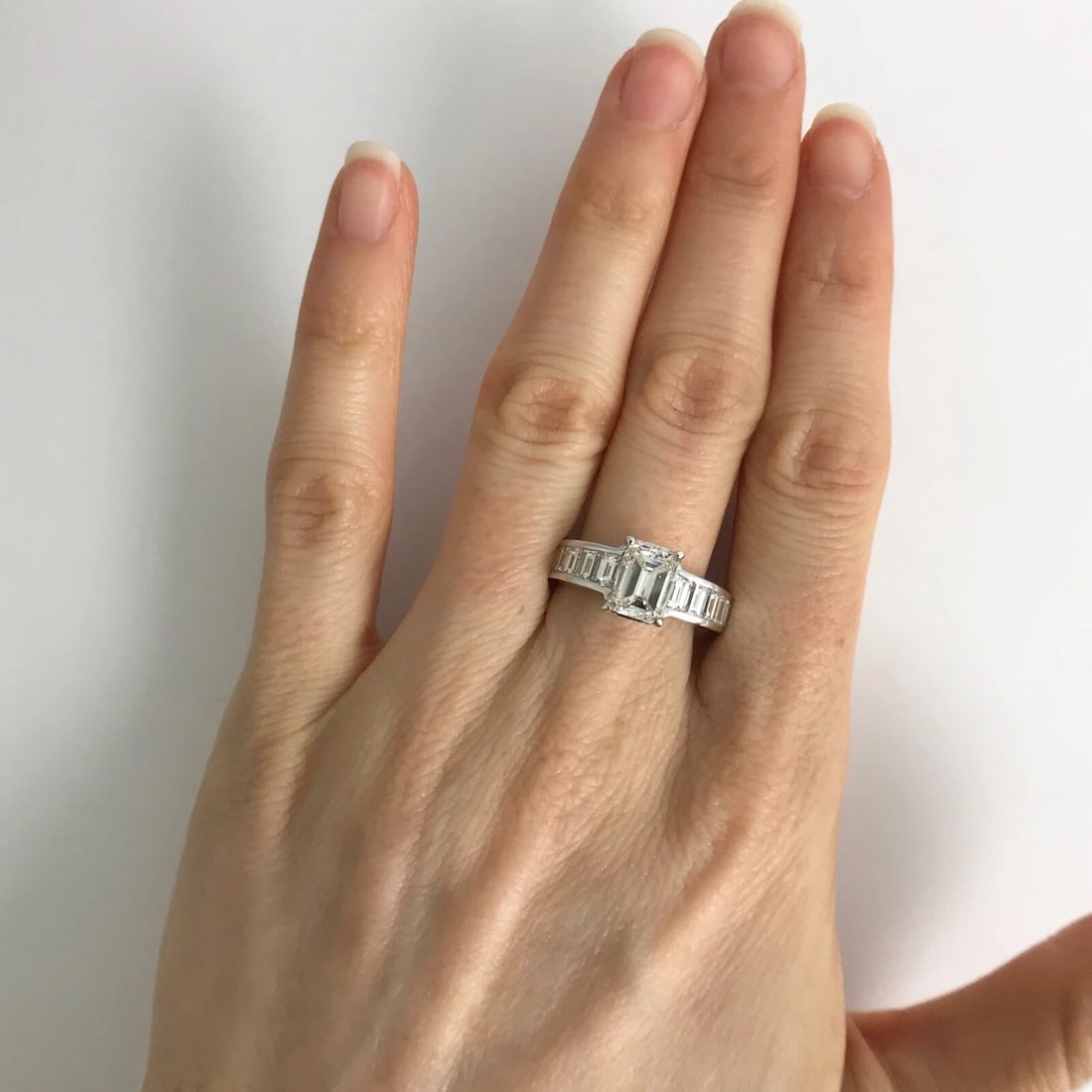 Baguette Channel-Set Diamond Platinum Engagement Ring Setting Mounting, 1.08 CTW - 5