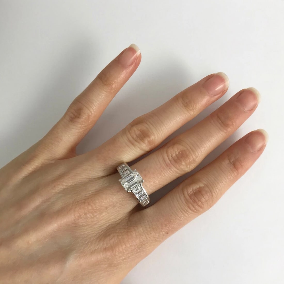 Baguette Channel-Set Diamond Platinum Engagement Ring Setting Mounting, 1.08 CTW - 6