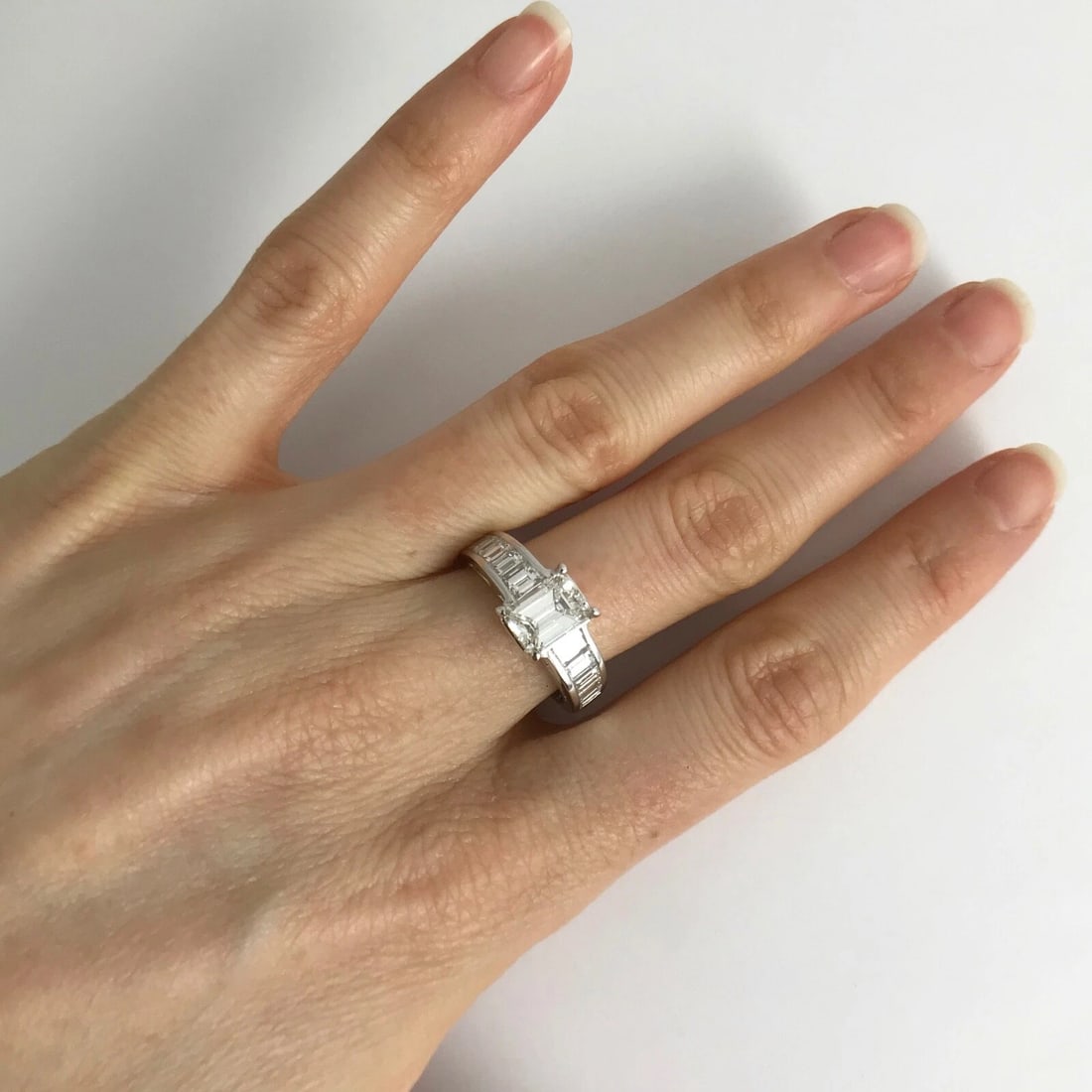 Baguette Channel-Set Diamond Platinum Engagement Ring Setting Mounting, 1.08 CTW - 7