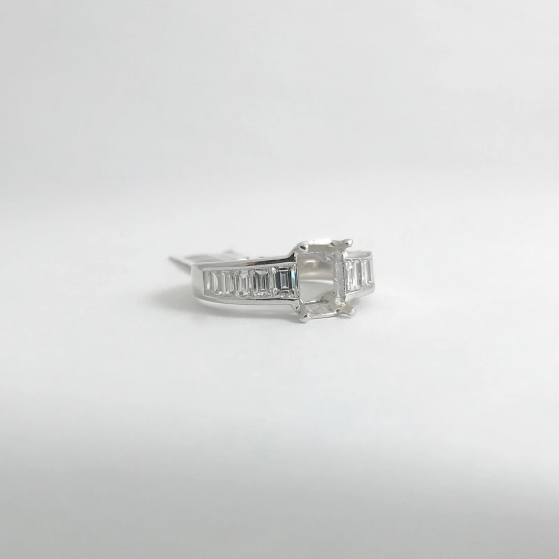 Baguette Channel-Set Diamond Platinum Engagement Ring Setting Mounting, 1.08 CTW - 9