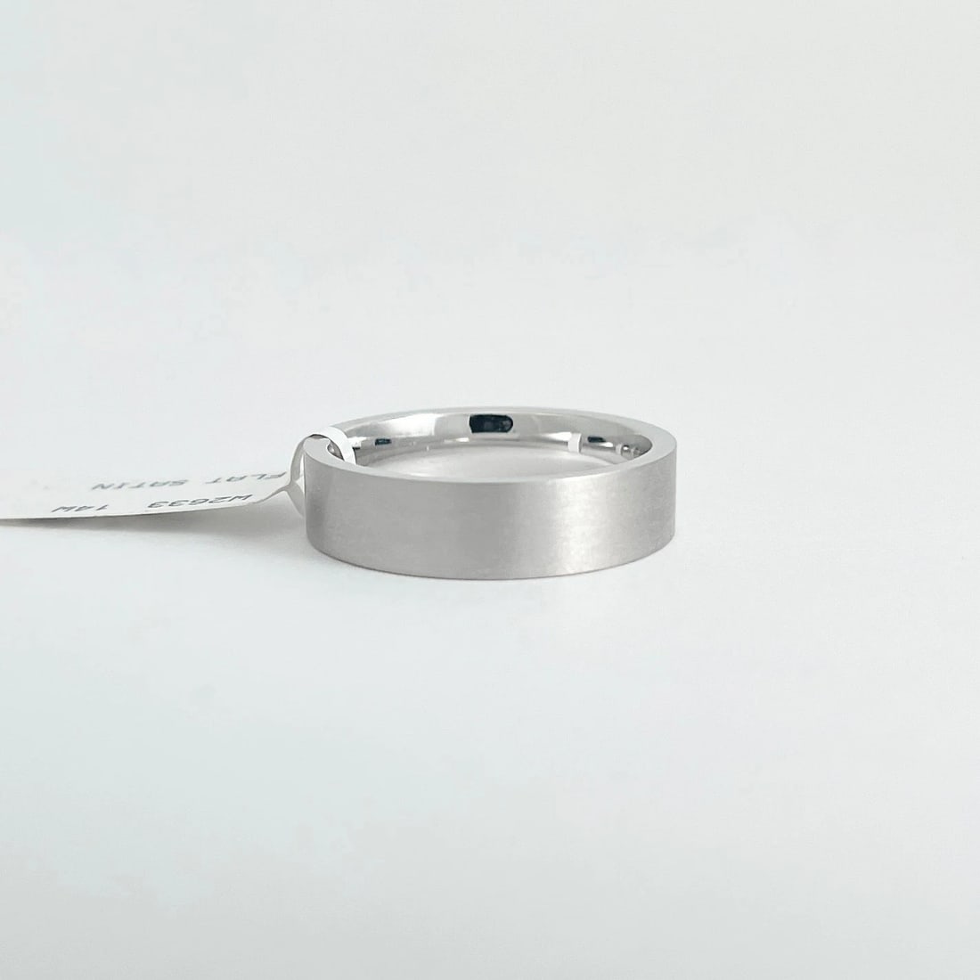 Men's Wide Satin Comfort Fit Wedding Band Ring 14K White Gold, Size 11, 6 mm - 5