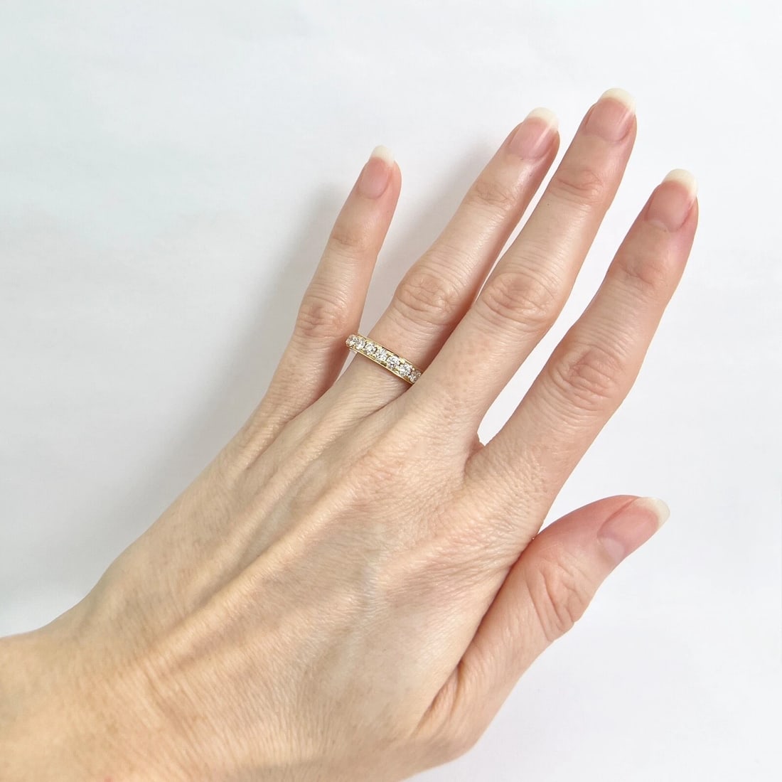 Round Pave Diamond Eternity Ring Wedding Band 18K Yellow Gold Size 7.5, 1.51 CTW - 4