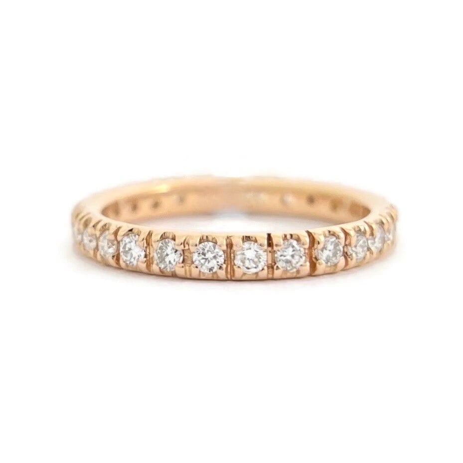 Round Diamond Eternity Ring Wedding Band 14K Pink Rose Gold, Size 7, .70 CTW (1 of 7)