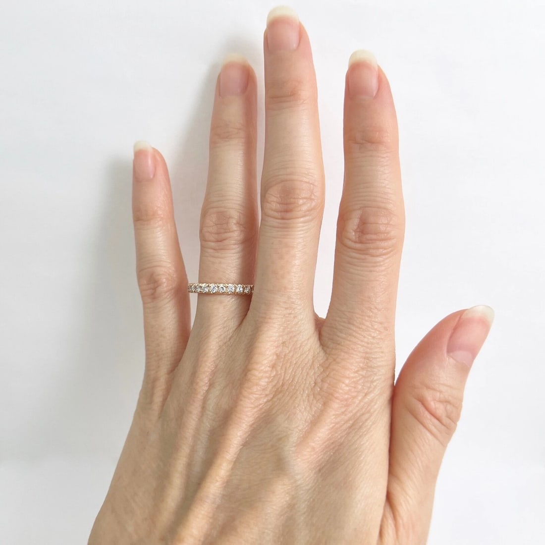 Round Diamond Eternity Ring Wedding Band 14K Pink Rose Gold, Size 7, .70 CTW - 2