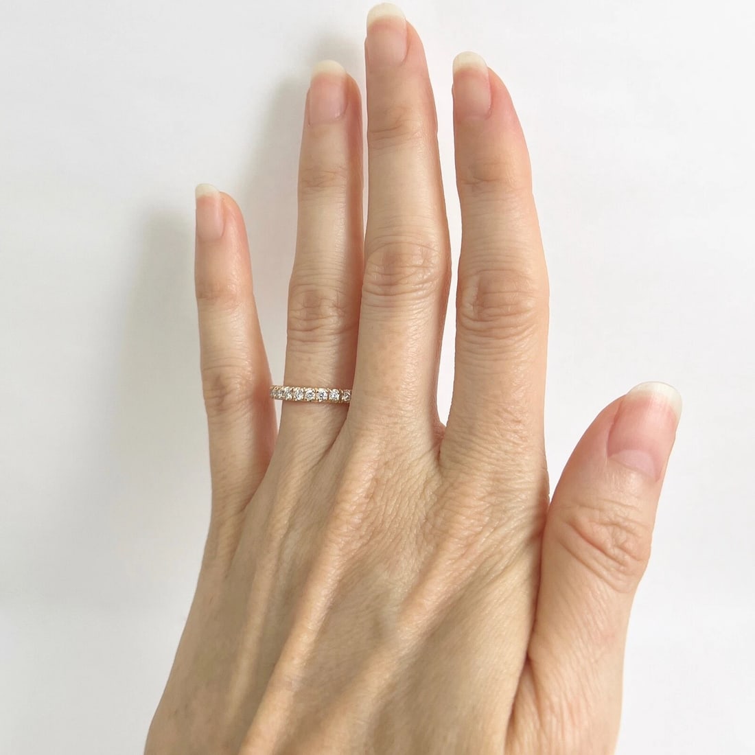 Round Diamond Eternity Ring Wedding Band 14K Pink Rose Gold, Size 7, .70 CTW - 3