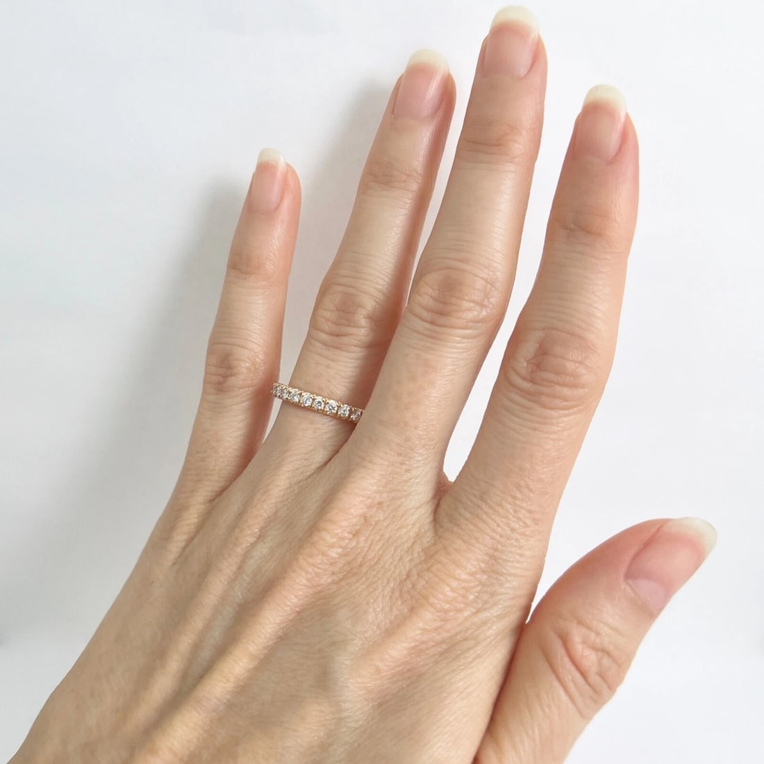 Round Diamond Eternity Ring Wedding Band 14K Pink Rose Gold, Size 7, .70 CTW - 4