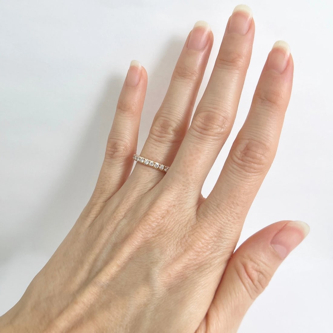 Round Diamond Eternity Ring Wedding Band 14K Pink Rose Gold, Size 7, .70 CTW - 5