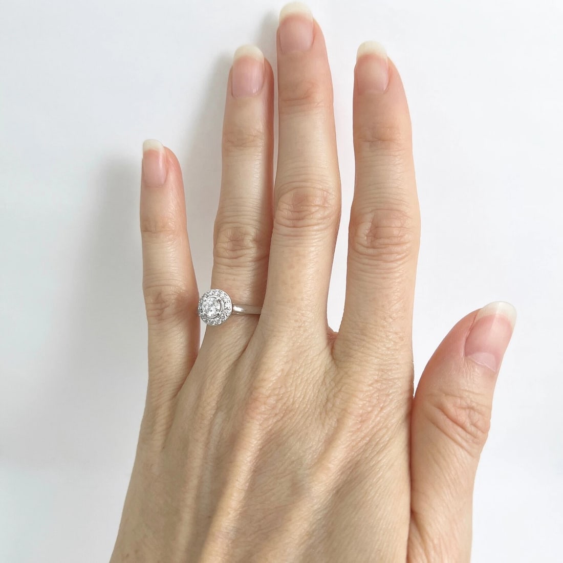 Round Halo Diamond Engagement Ring 14K White Gold, .50 CTW - 3