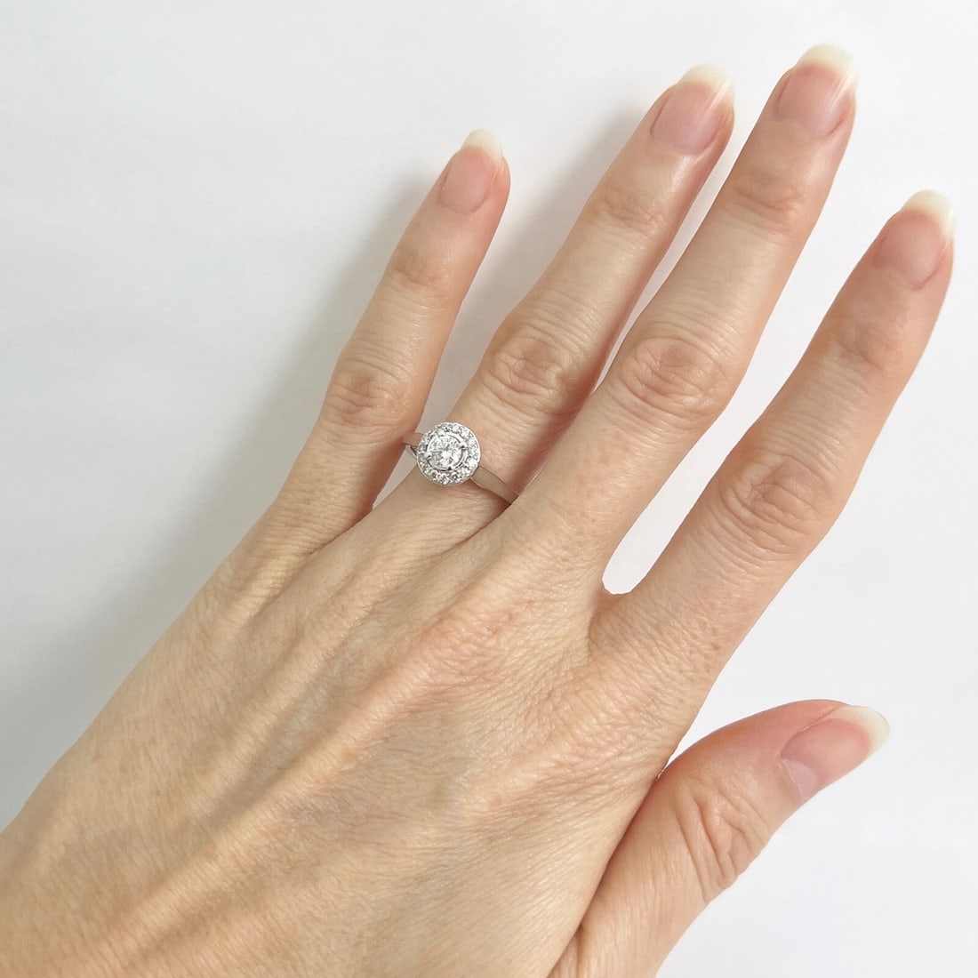 Round Halo Diamond Engagement Ring 14K White Gold, .50 CTW - 5