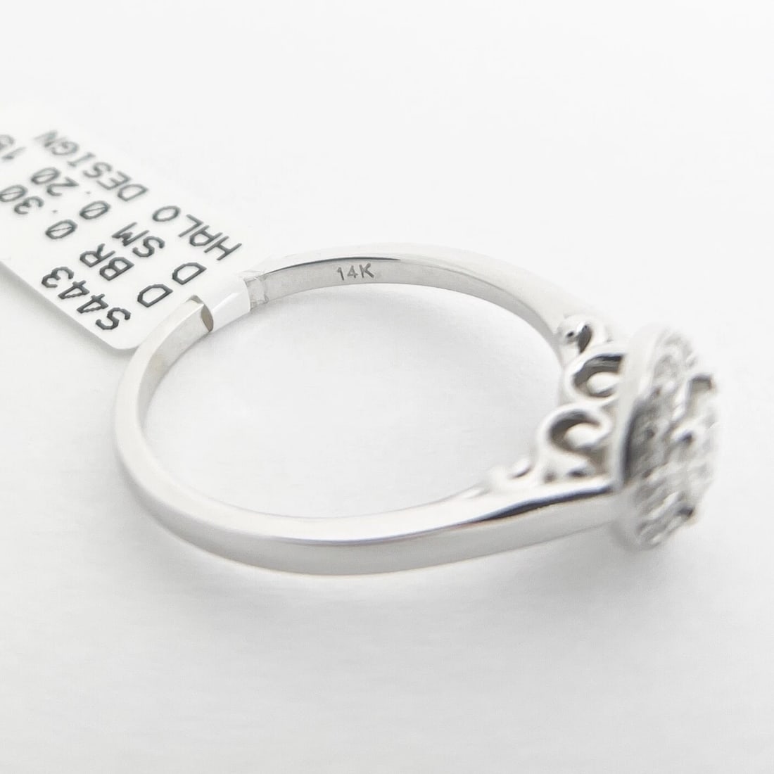 Round Halo Diamond Engagement Ring 14K White Gold, .50 CTW - 9