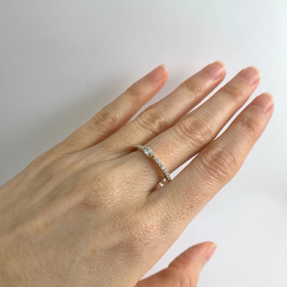 Marquise Diamond Statement Wedding Band Ring 14K Yellow Gold, .40 CTW, 2.31 Gram - 4