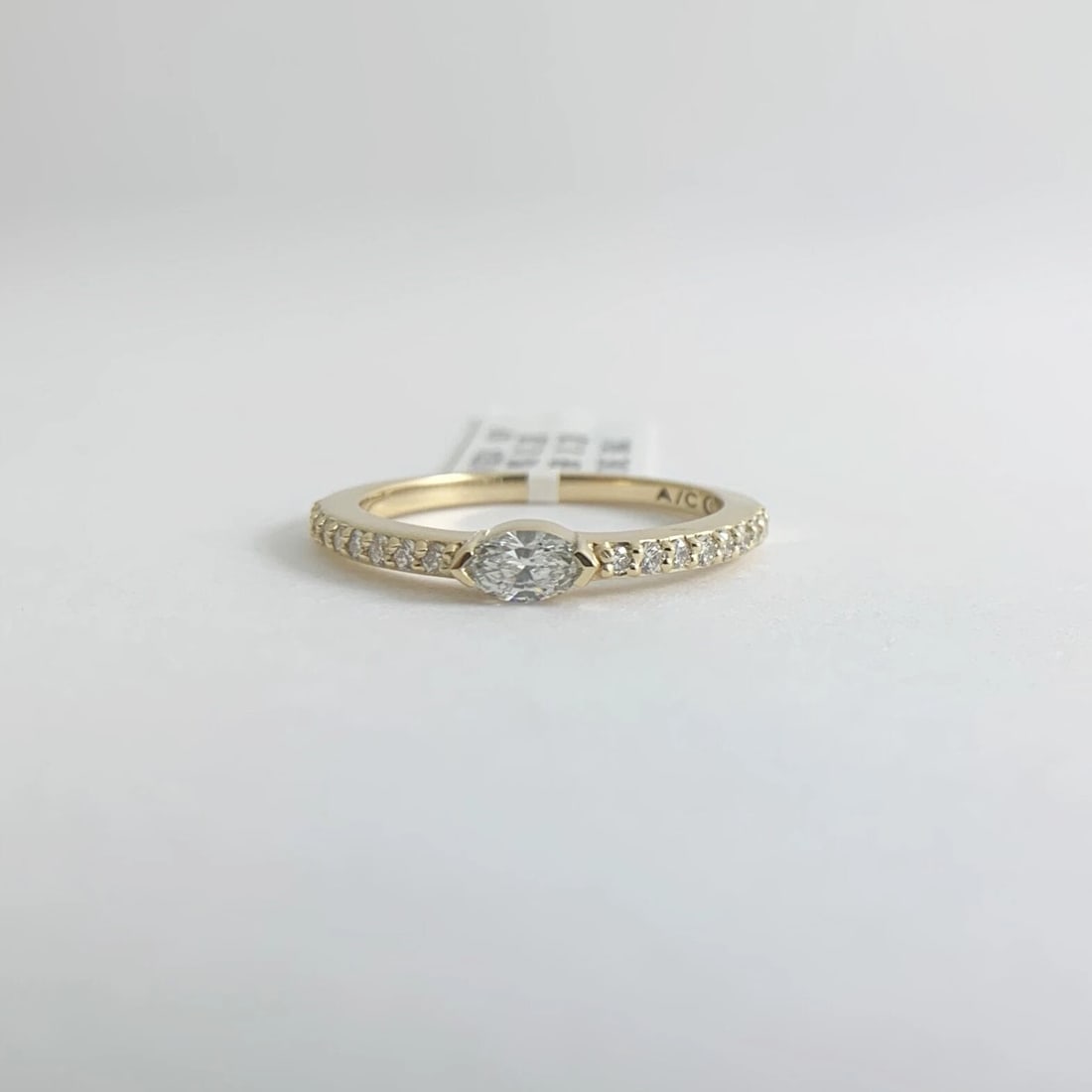 Marquise Diamond Statement Wedding Band Ring 14K Yellow Gold, .40 CTW, 2.31 Gram - 8