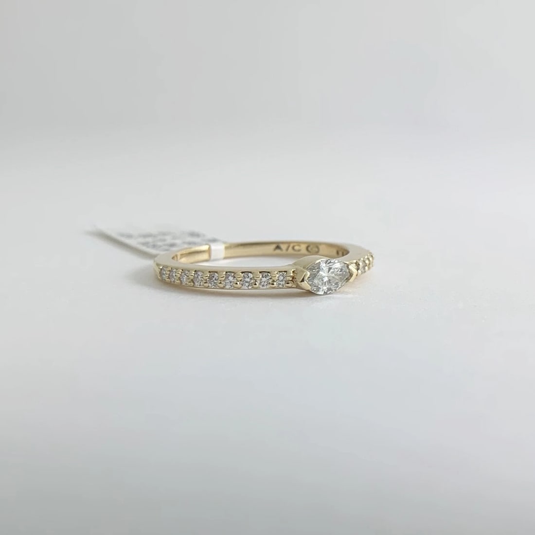 Marquise Diamond Statement Wedding Band Ring 14K Yellow Gold, .40 CTW, 2.31 Gram - 9