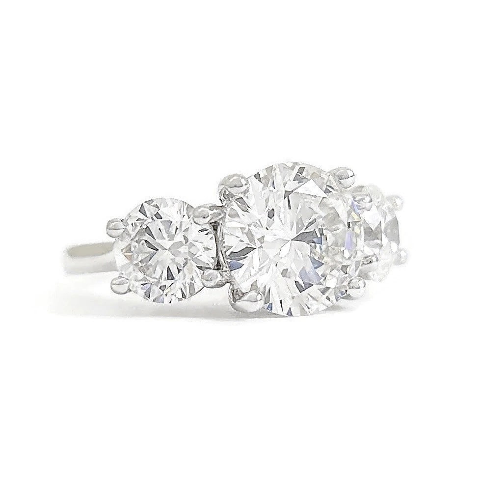 3-Stone Round Lab-Created Diamond Engagement Ring 14K White Gold, 4.19 CTW (1 of 6)