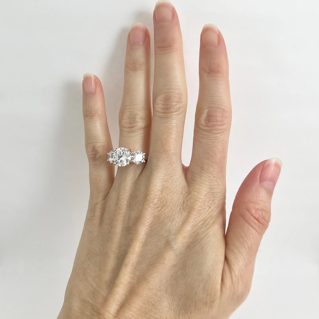 3-Stone Round Lab-Created Diamond Engagement Ring 14K White Gold, 4.19 CTW - 2