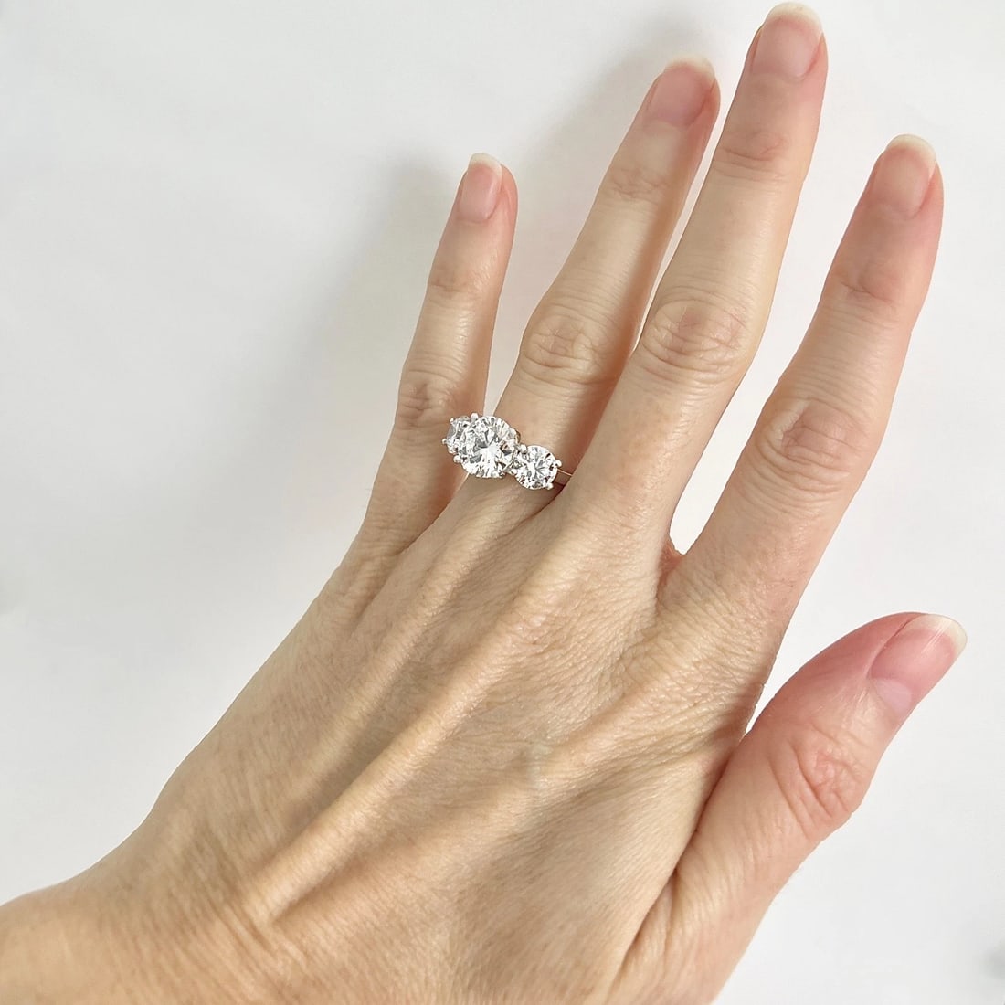 3-Stone Round Lab-Created Diamond Engagement Ring 14K White Gold, 4.19 CTW - 3