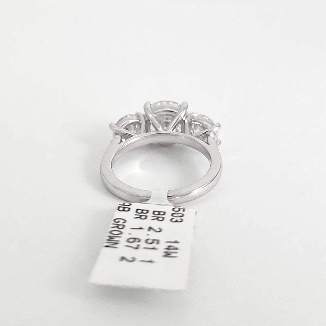 3-Stone Round Lab-Created Diamond Engagement Ring 14K White Gold, 4.19 CTW - 6