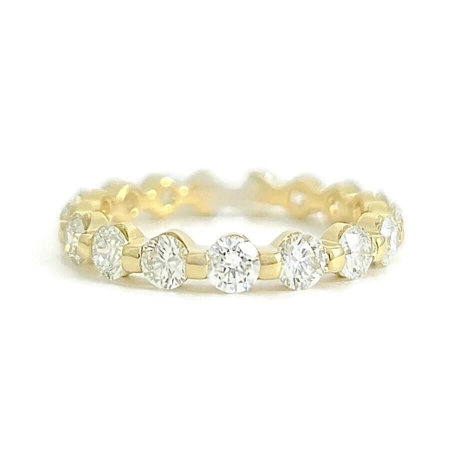 Round Diamond Eternity Ring Wedding Band 14K Yellow Gold, 1.75 CTW, Size 6.25: Round Diamond Eternity Ring Wedding Band 14K Yellow Gold, 1.75 CTW, Size 6.25 This is a beautiful and stunning ring that can be worn as a statement ring or wedding band! Diamonds: 17 round brilliant c