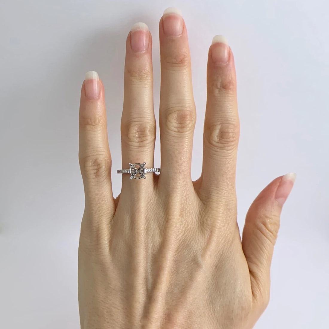 Thin Diamond Engagement Ring 4-Prong Setting Mounting 14K White Gold .30 CTW - 2