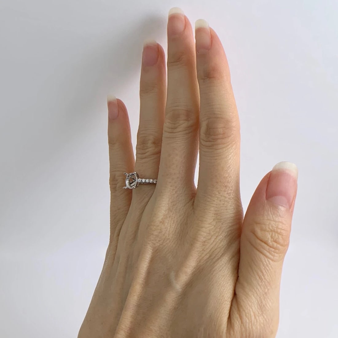 Thin Diamond Engagement Ring 4-Prong Setting Mounting 14K White Gold .30 CTW - 3