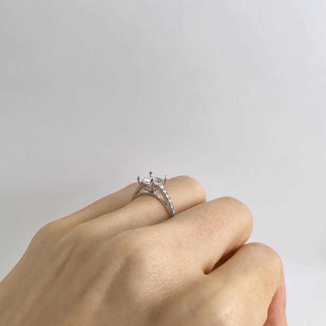 Thin Diamond Engagement Ring 4-Prong Setting Mounting 14K White Gold .30 CTW - 4