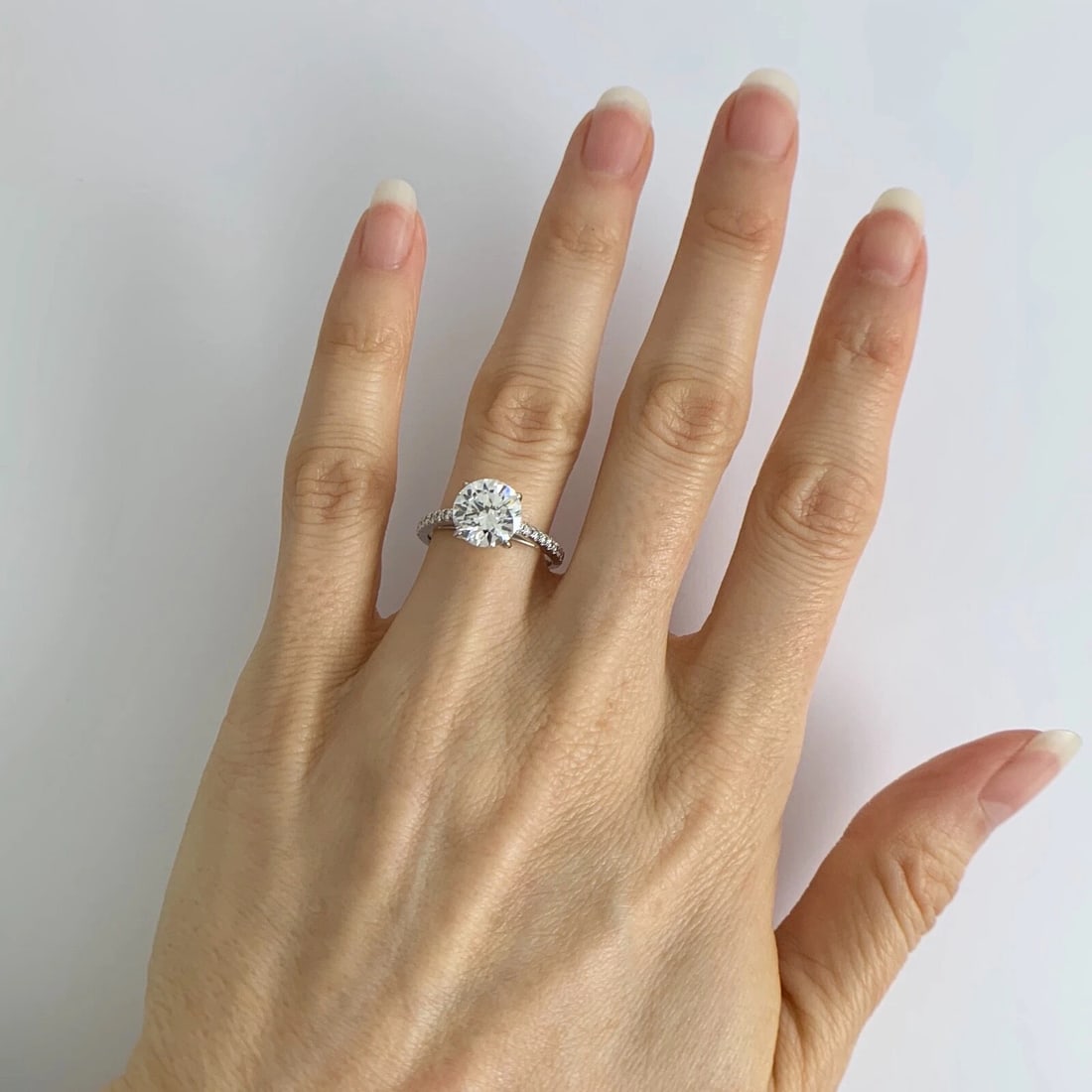 Thin Diamond Engagement Ring 4-Prong Setting Mounting 14K White Gold .30 CTW - 6