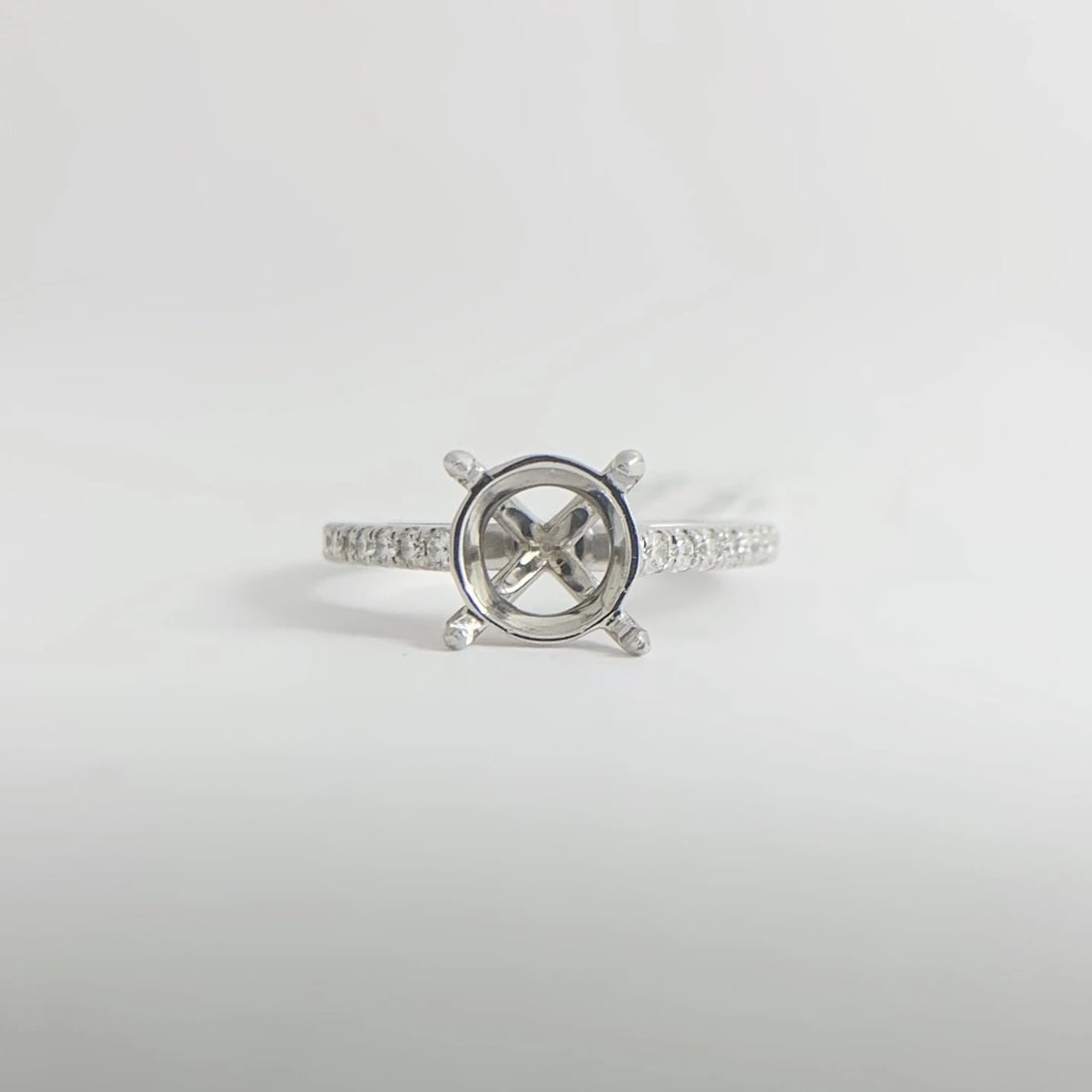 Thin Diamond Engagement Ring 4-Prong Setting Mounting 14K White Gold .30 CTW - 8