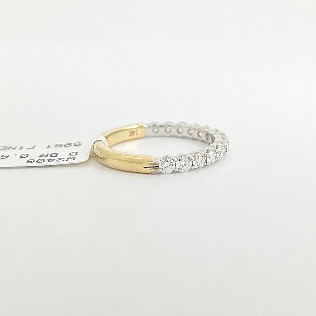 Two-Tone Round Diamond Wedding Band Anniversary Ring 14K Yellow Gold .65 CTW - 7