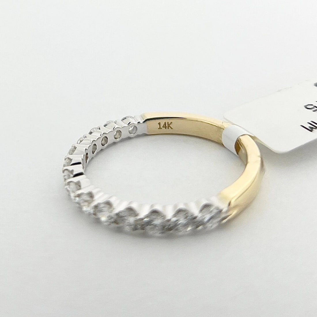 Two-Tone Round Diamond Wedding Band Anniversary Ring 14K Yellow Gold .65 CTW - 9