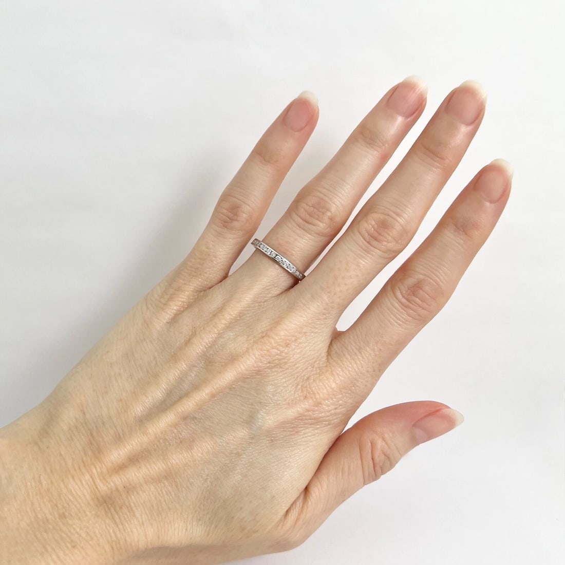 Round Diamond Channel-Set Eternity Ring Wedding Band Platinum, .52 CTW - 4