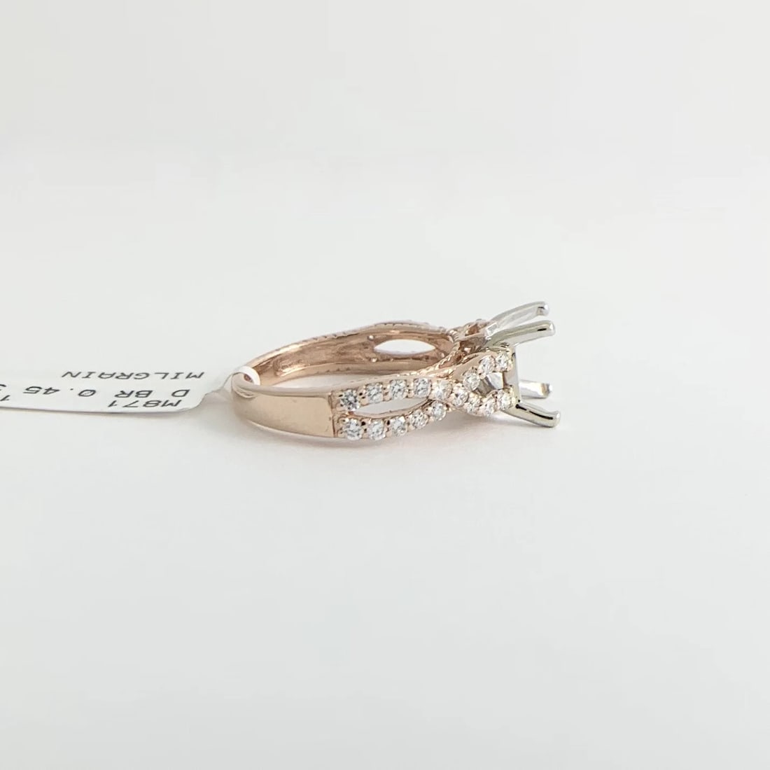 Crisscross Milgrain Diamond Engagement Ring Setting Mounting 14K Pink Rose Gold - 9