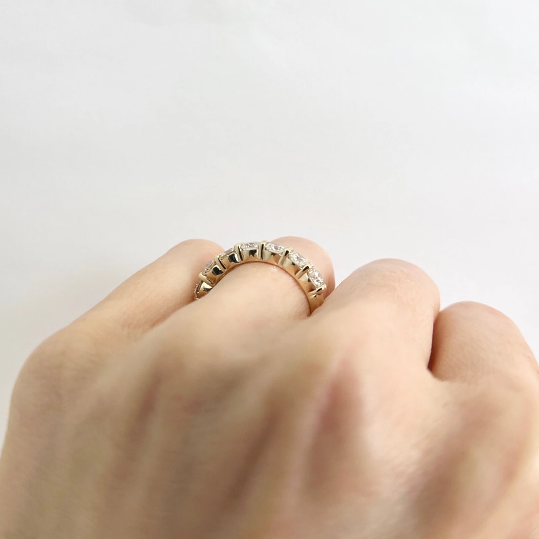 Round 7-Stone Diamond Wedding Band Ring 14K Yellow Gold 1.45 CTW - 6