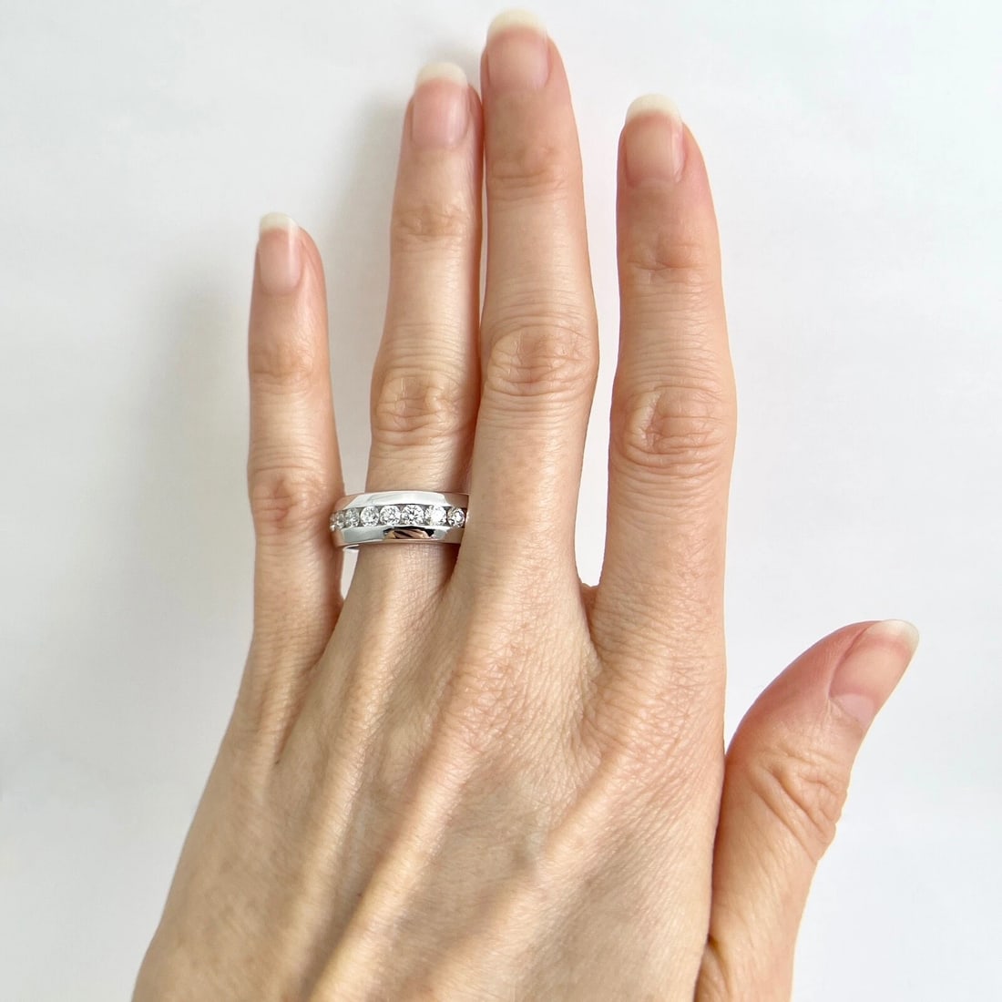 Men's Wide Diamond Channel-Set Wedding Band Ring 14K White Gold, .83 CTW - 3