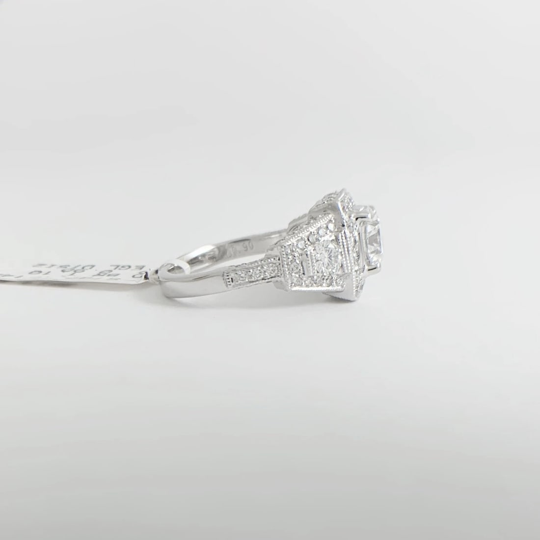 Cushion Milgrain Halo Pave Diamond Engagement Ring 14K White Gold 2.00 CTW - 8