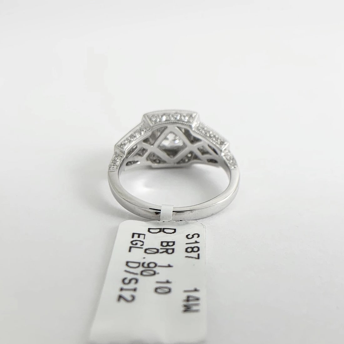 Cushion Milgrain Halo Pave Diamond Engagement Ring 14K White Gold 2.00 CTW - 9