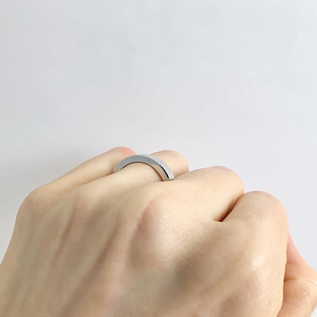 Men's Plain Thick Wedding Band Ring 14K White Gold, Size 7, 4.3 mm, 8.10 Grams - 5