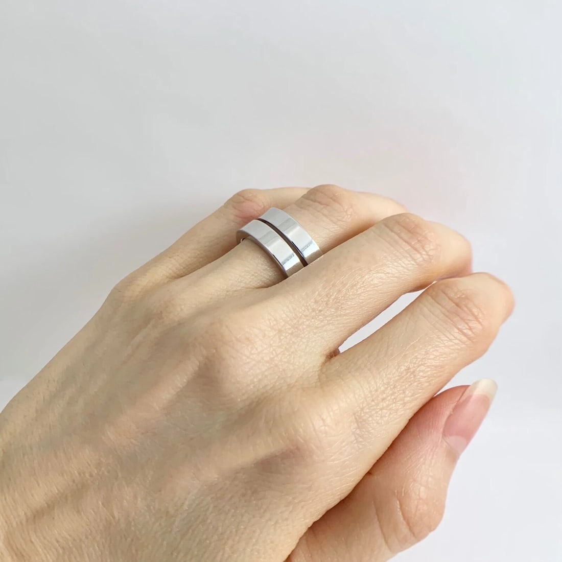 Men's Plain Thick Wedding Band Ring 14K White Gold, Size 7, 4.3 mm, 8.10 Grams - 6