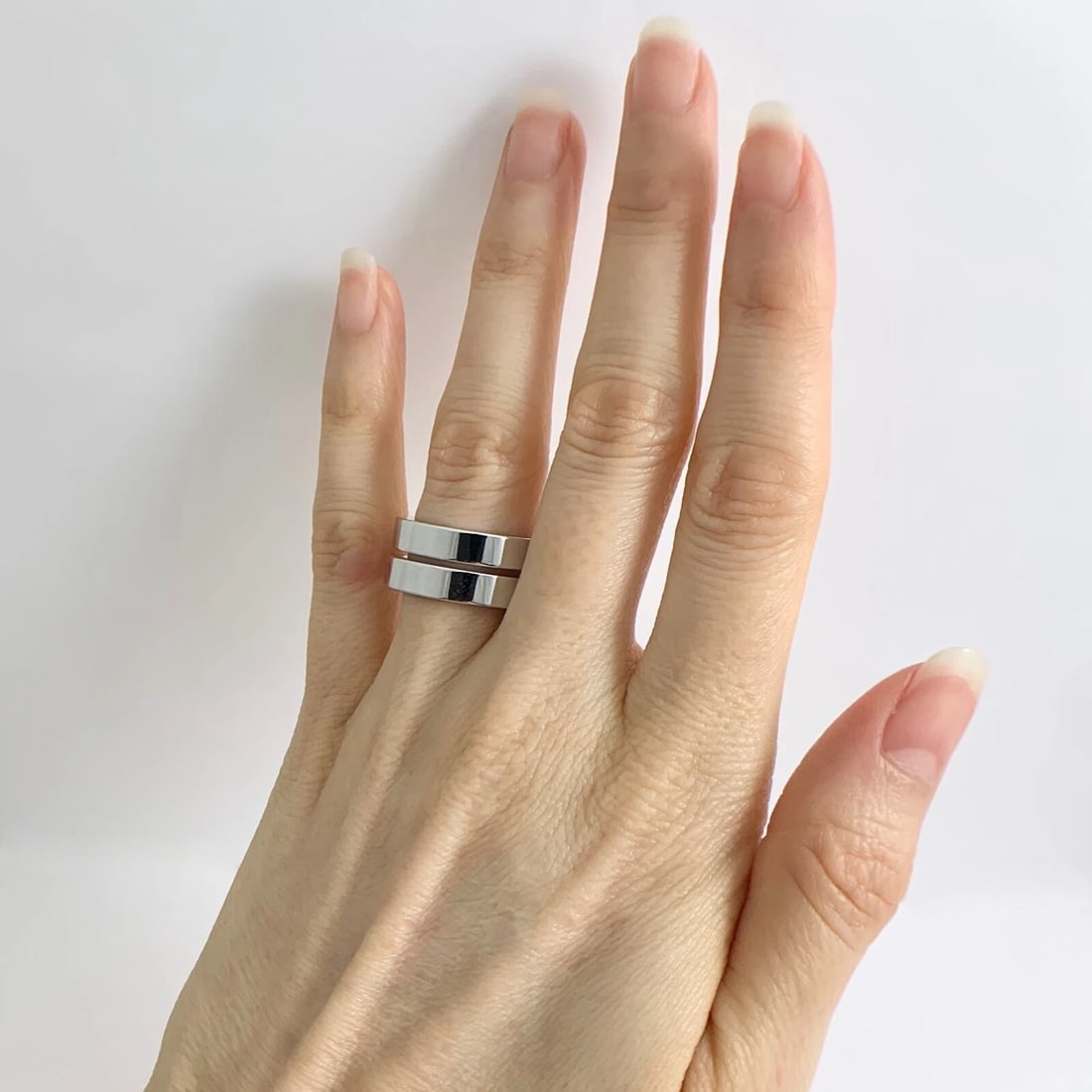 Men's Plain Thick Wedding Band Ring 14K White Gold, Size 7, 4.3 mm, 8.10 Grams - 7