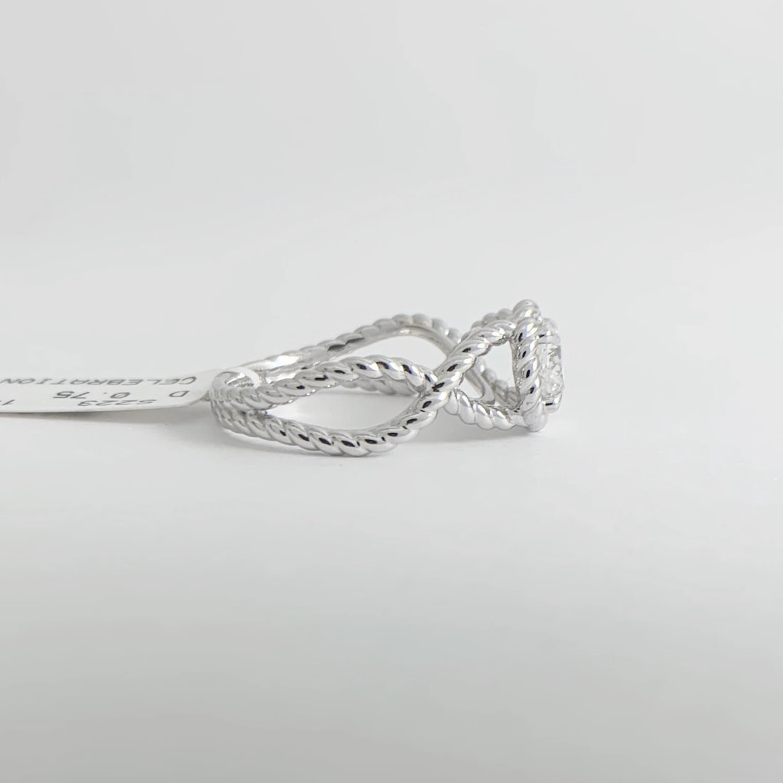 Round Diamond Rope Halo Solitaire Engagement Ring 14K White Gold .75 CT - 7