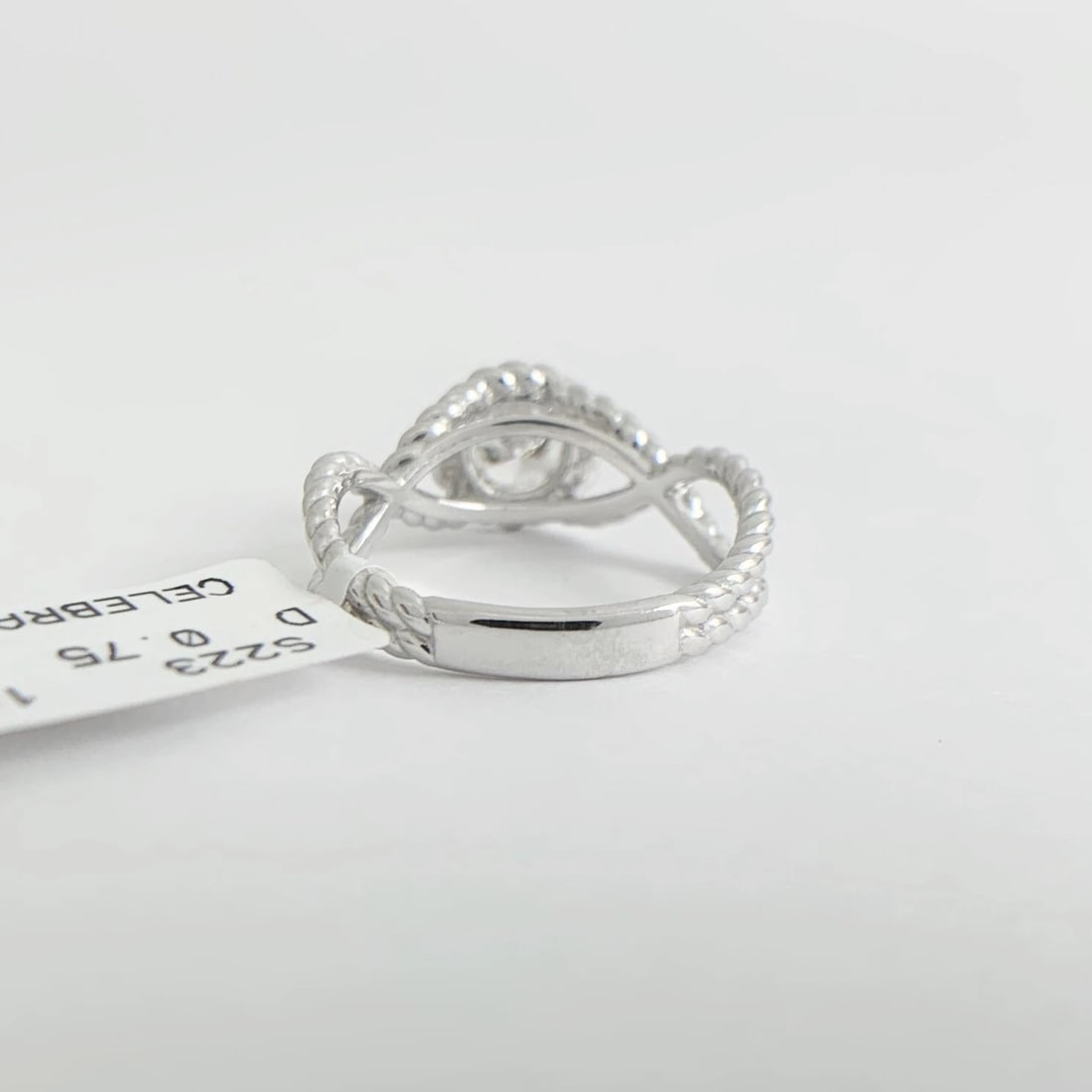 Round Diamond Rope Halo Solitaire Engagement Ring 14K White Gold .75 CT - 8