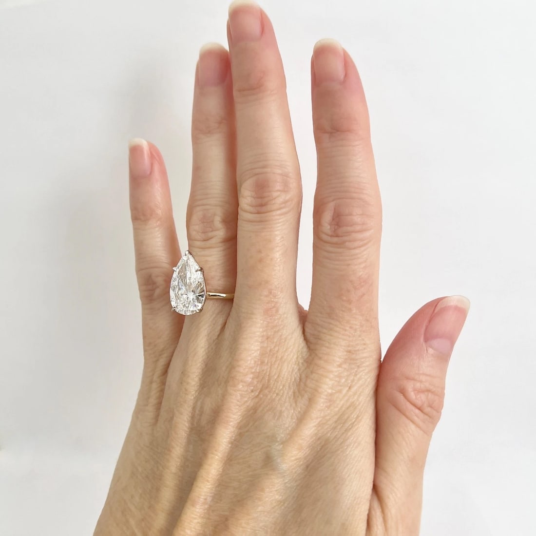 Pear Shape Lab-Created Diamond Engagement Ring 14K Yellow Gold, 5.21 CT - 3