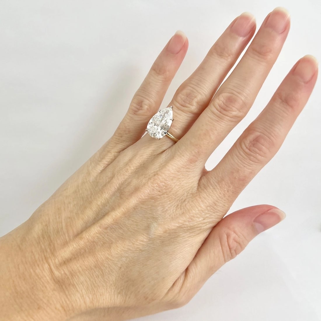 Pear Shape Lab-Created Diamond Engagement Ring 14K Yellow Gold, 5.21 CT - 4