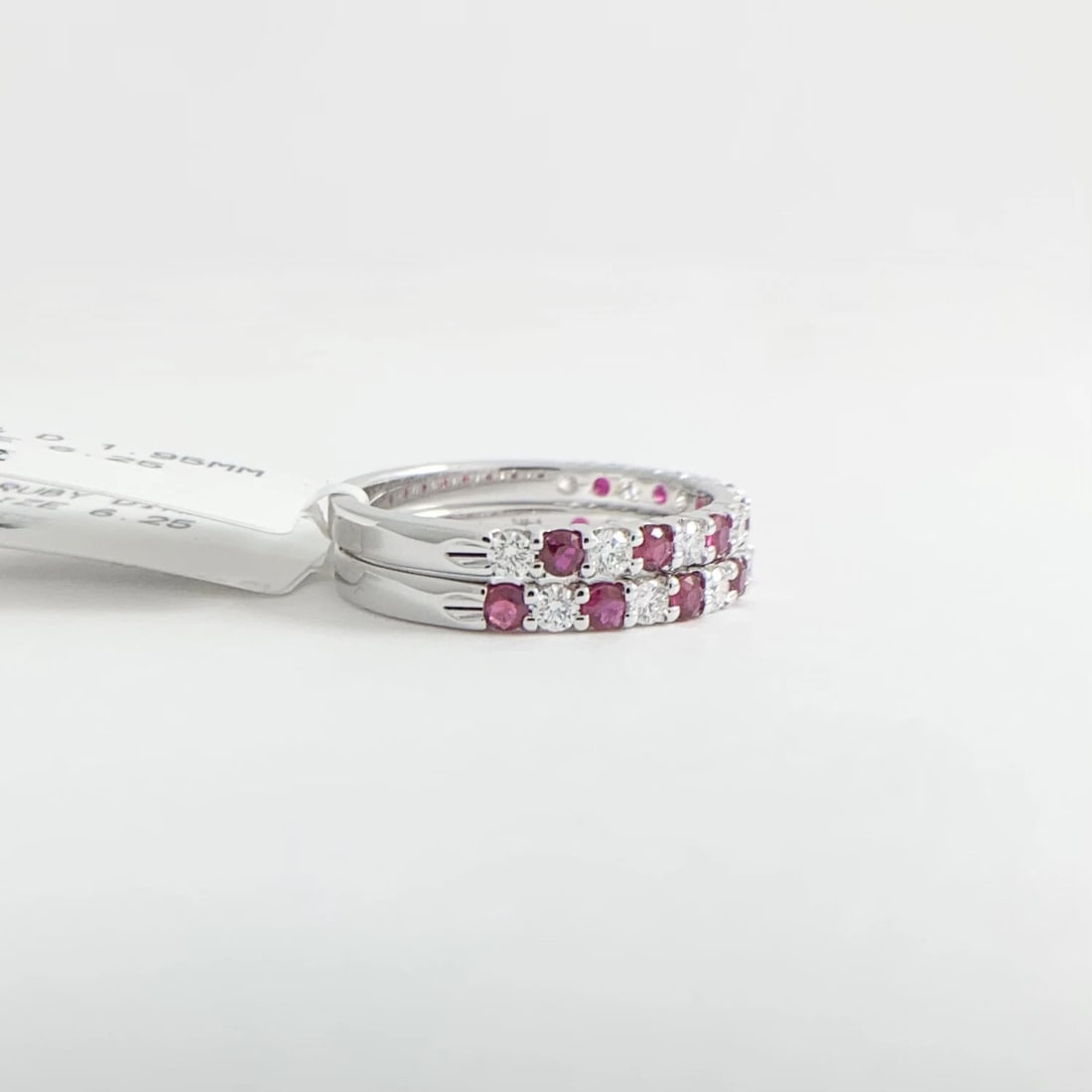 Ruby Diamond Ring Gemstone Wedding Band 14K White Gold, .49 CTW - 8