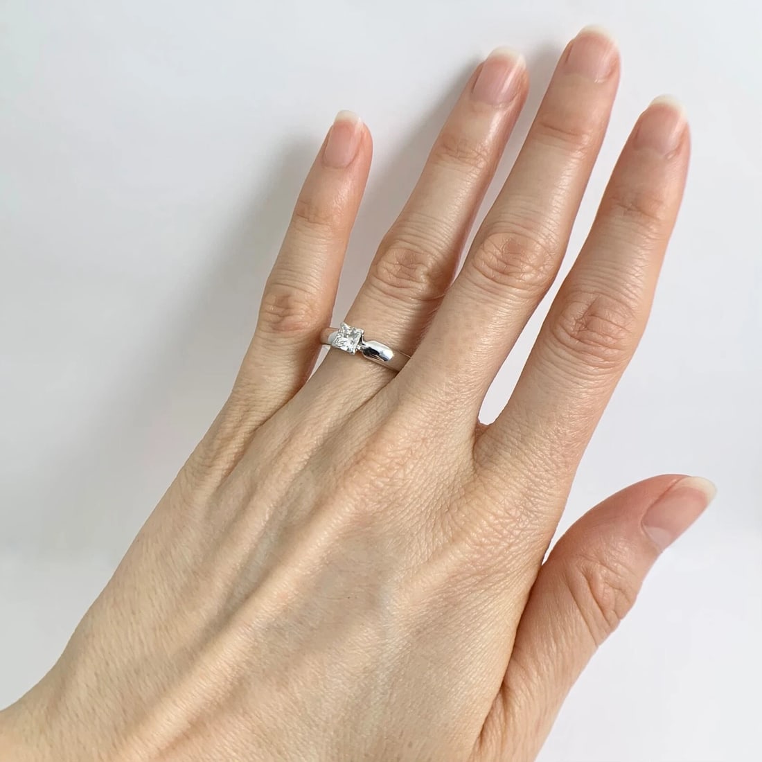 EGL Certified Princess Solitaire Diamond Engagement Ring 14K White Gold .52 CT - 3