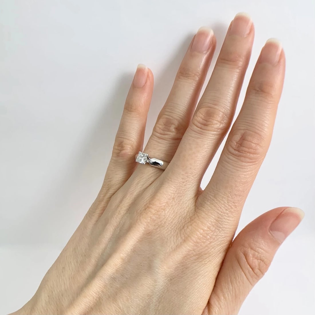 EGL Certified Princess Solitaire Diamond Engagement Ring 14K White Gold .52 CT - 4