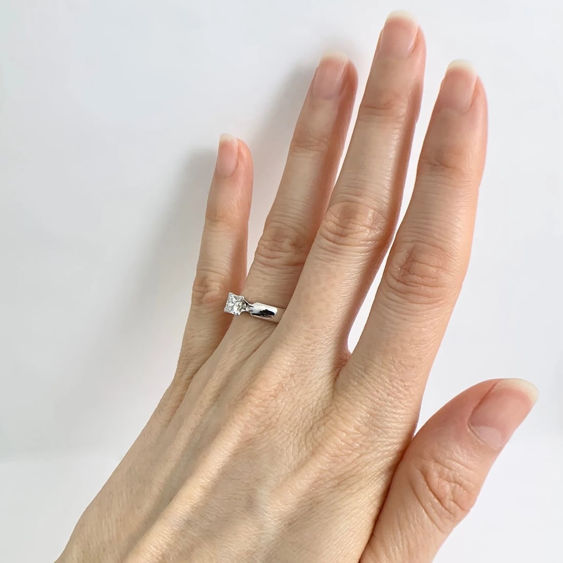 EGL Certified Princess Solitaire Diamond Engagement Ring 14K White Gold .52 CT - 5