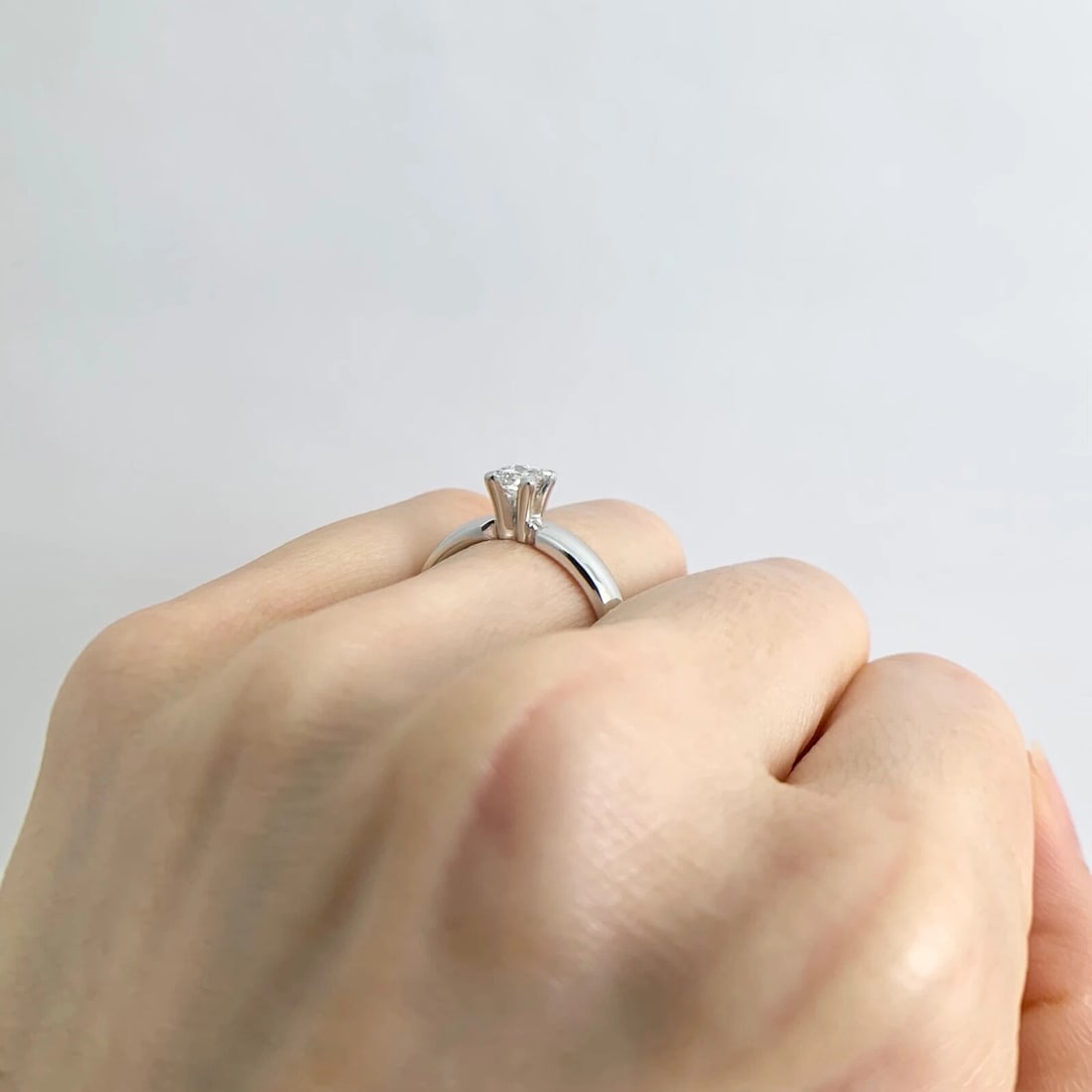 EGL Certified Princess Solitaire Diamond Engagement Ring 14K White Gold .52 CT - 6