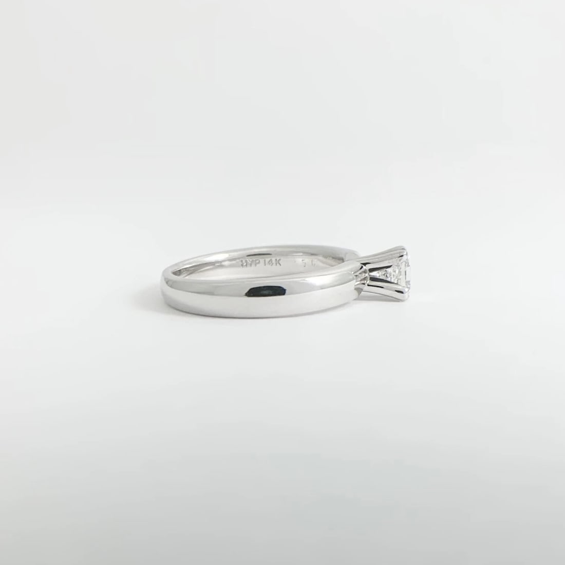 EGL Certified Princess Solitaire Diamond Engagement Ring 14K White Gold .52 CT - 7