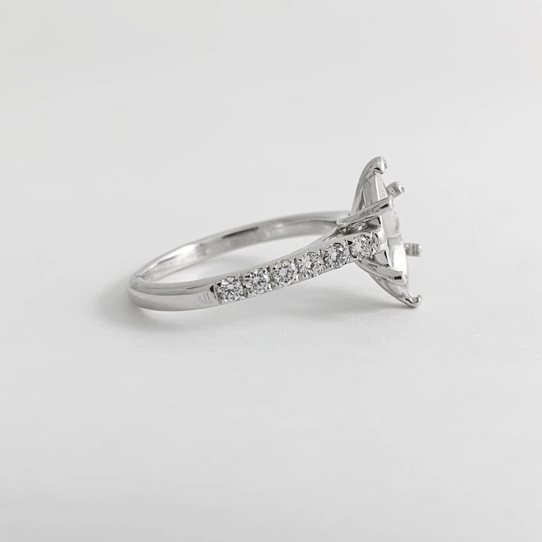 Pear Diamond Engagement Ring Setting Mounting 14K White Gold, .30 CTW, 3.22 Gram - 8