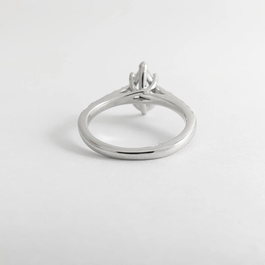 Pear Diamond Engagement Ring Setting Mounting 14K White Gold, .30 CTW, 3.22 Gram - 9